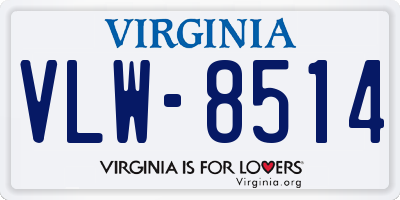 VA license plate VLW8514