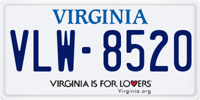 VA license plate VLW8520