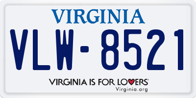 VA license plate VLW8521