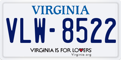 VA license plate VLW8522