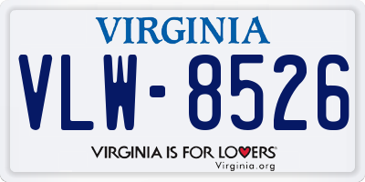 VA license plate VLW8526