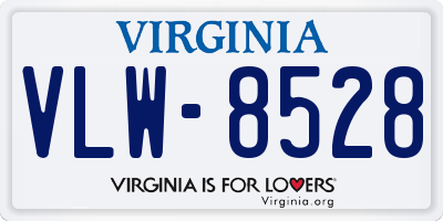 VA license plate VLW8528