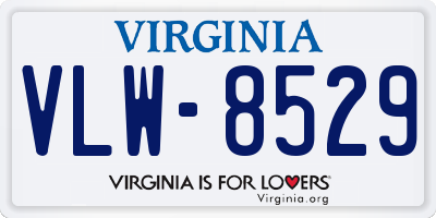 VA license plate VLW8529