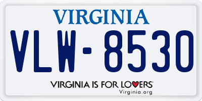 VA license plate VLW8530