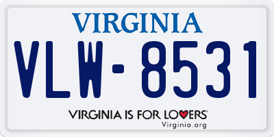 VA license plate VLW8531