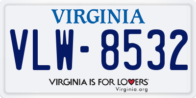 VA license plate VLW8532