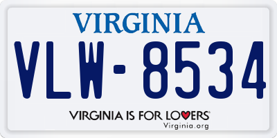 VA license plate VLW8534