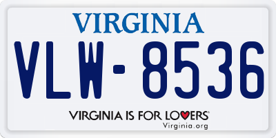 VA license plate VLW8536