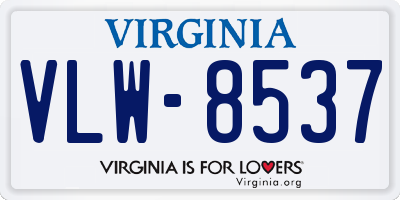 VA license plate VLW8537