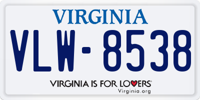 VA license plate VLW8538