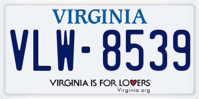 VA license plate VLW8539