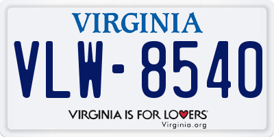 VA license plate VLW8540