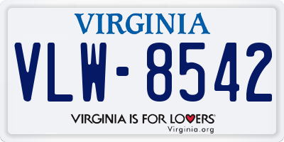 VA license plate VLW8542