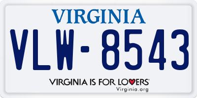 VA license plate VLW8543