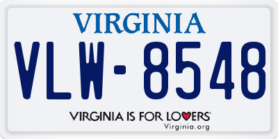 VA license plate VLW8548