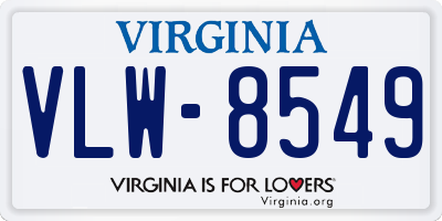 VA license plate VLW8549