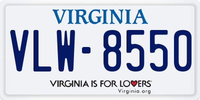 VA license plate VLW8550