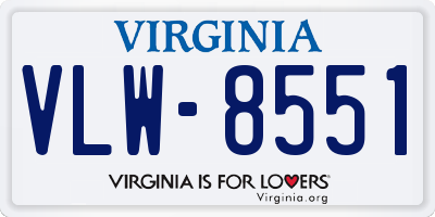 VA license plate VLW8551