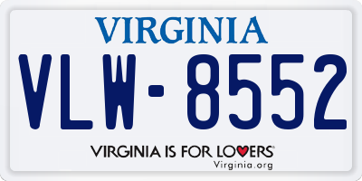 VA license plate VLW8552