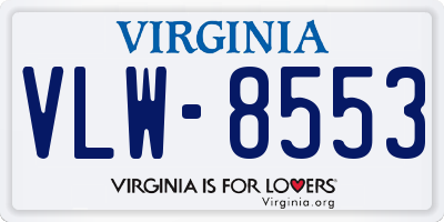 VA license plate VLW8553