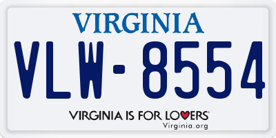 VA license plate VLW8554