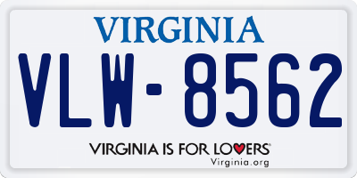 VA license plate VLW8562