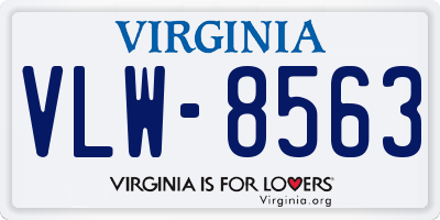 VA license plate VLW8563