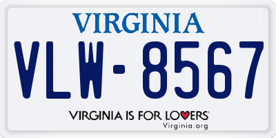 VA license plate VLW8567