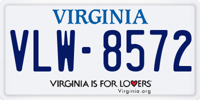 VA license plate VLW8572