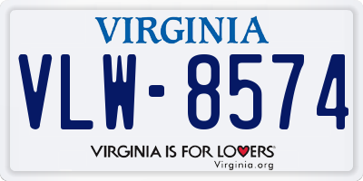 VA license plate VLW8574