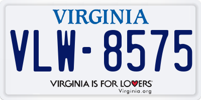 VA license plate VLW8575