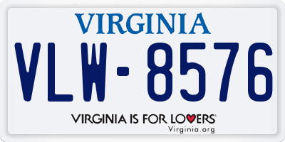 VA license plate VLW8576