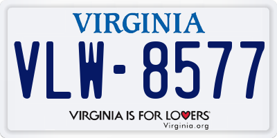 VA license plate VLW8577