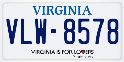 VA license plate VLW8578