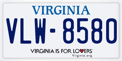 VA license plate VLW8580