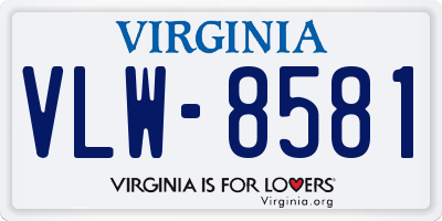 VA license plate VLW8581