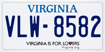 VA license plate VLW8582