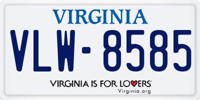 VA license plate VLW8585