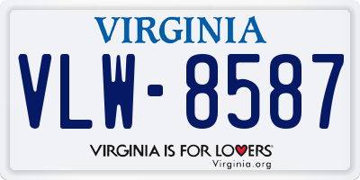 VA license plate VLW8587