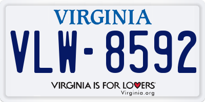 VA license plate VLW8592