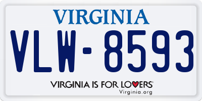 VA license plate VLW8593