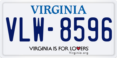 VA license plate VLW8596