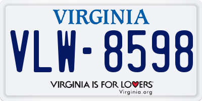 VA license plate VLW8598