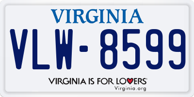 VA license plate VLW8599