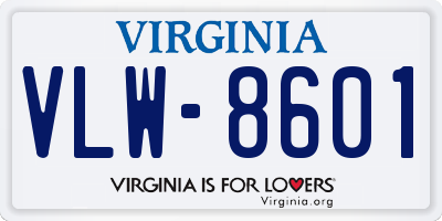 VA license plate VLW8601