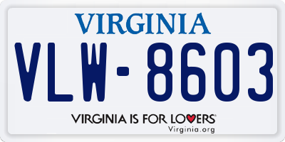 VA license plate VLW8603