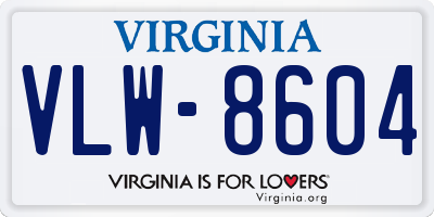 VA license plate VLW8604