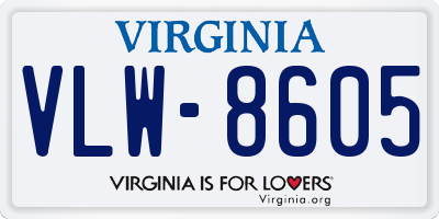 VA license plate VLW8605