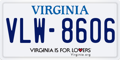 VA license plate VLW8606