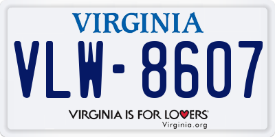 VA license plate VLW8607